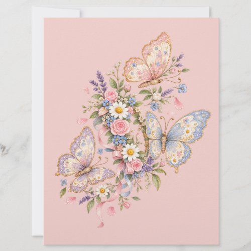 Pastel Butterfly Birthday Garden Letterhead