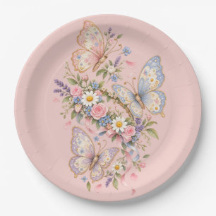 Pastel Butterfly Birthday Garden Paper Plates
