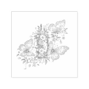Pastel Butterfly Birthday Garden  Self-inking Stamp
