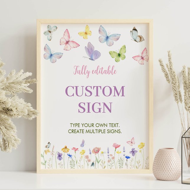 Pastel Butterfly Birthday Party Custom Sign  (Creator Uploaded)