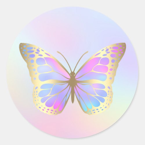 pastel butterfly classic round sticker