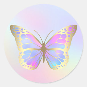 pastel butterfly classic round sticker