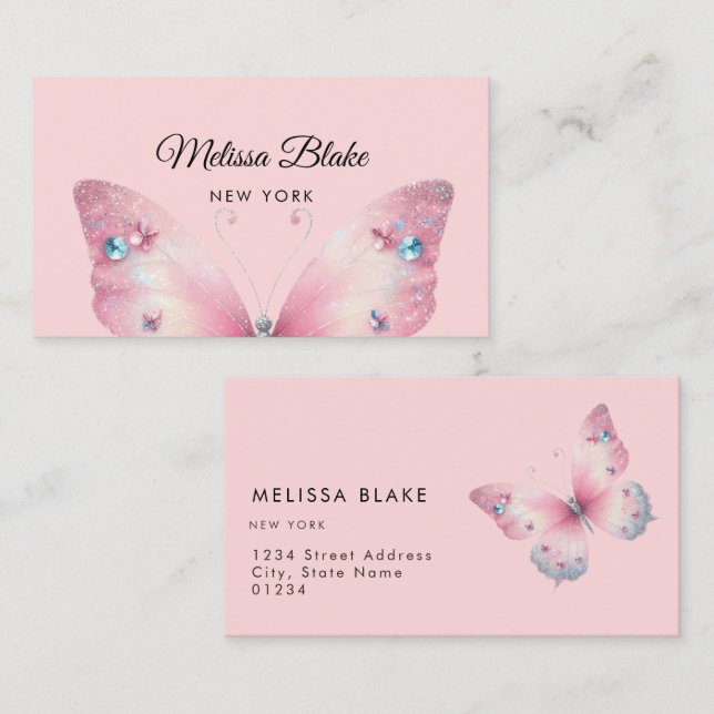pastel butterfly design business card (Front/Back)
