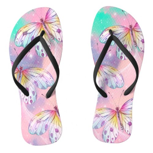 Pastel Butterfly Flip Flops for Her