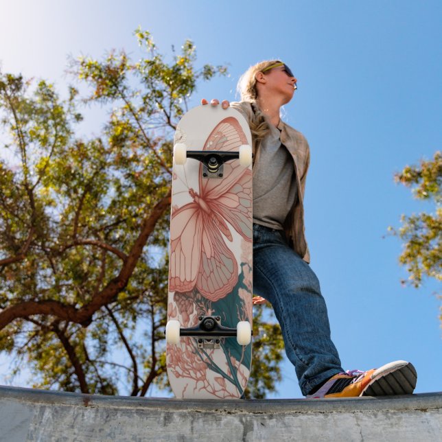 Pastel Butterfly & Floral Skateboard Deck (Outdoor 1)