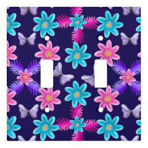 Pastel Butterfly Garden Pattern Cottagecore Light Switch Cover
