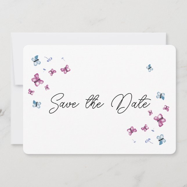 Pastel Butterfly Garden Save the Date Card Style2 (Front)