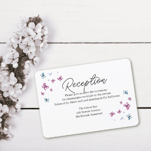 Pastel Butterfly Garden Wedding Details Card