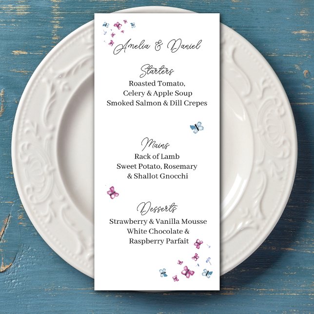 Pastel Butterfly Garden Wedding Menu Card (Creator Uploaded)