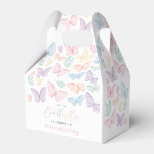 Pastel Butterfly Girl's 1st Birthday Rainbow Party Favor Boxes