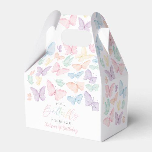 Pastel Butterfly Girls 1st Birthday Rainbow Party Favor Boxes