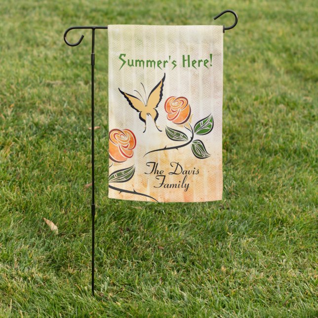  Pastel Butterfly "It's Summertime" Garden Flag (In SItu)