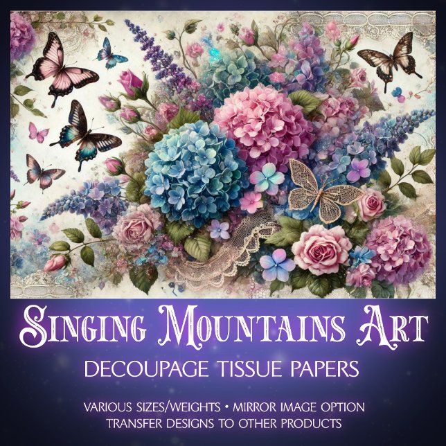 Pastel Butterfly Kisses & Blush Petals Decoupage  Tissue Paper (Creator Uploaded)