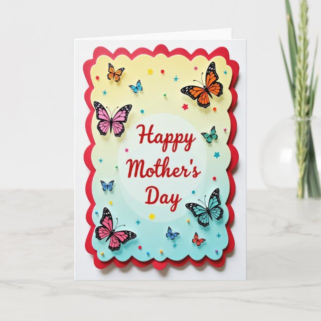 Pastel Butterfly Mothers Day Card (Front)