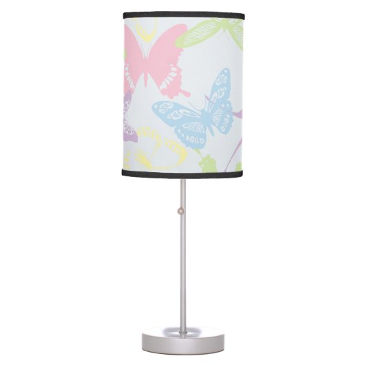 Pastel Butterfly Pattern Table Lamp (Front)
