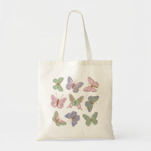 Pastel Butterfly Pattern Tote Bag