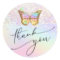 pastel butterfly thank you classic round sticker