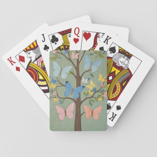 Pastel Butterfly Tree Playing Cards