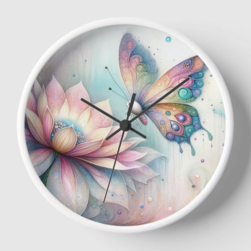 Pastel Butterfly Wall Clock