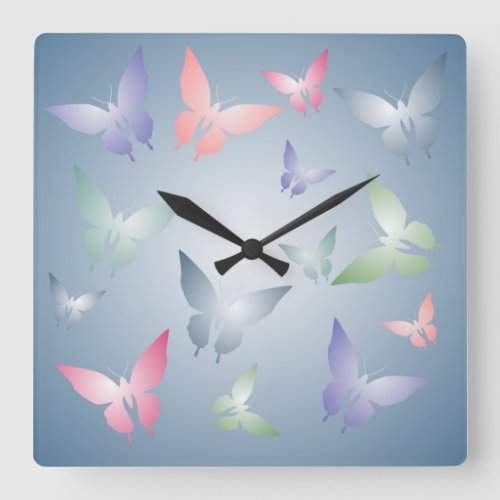 Pastel Butterfly Wall Square Wall Clock