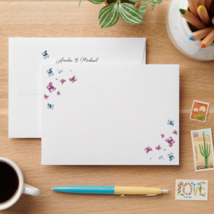 Pastel Butterfly Wedding Addressed Envelope Style2