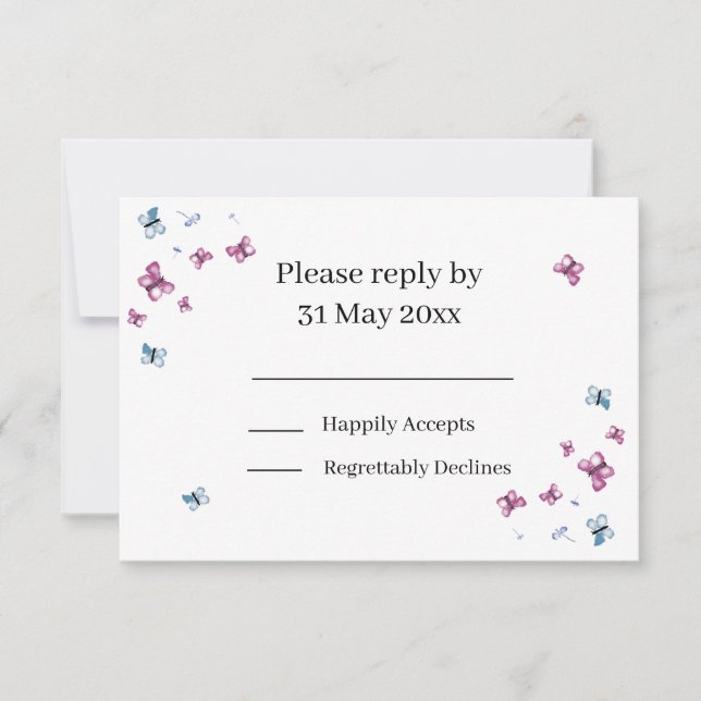 Pastel Butterfly Wedding RSVP insert (Front)