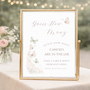 Pastel Butterfly Wishes Baby Kisses Guess How Many Poster