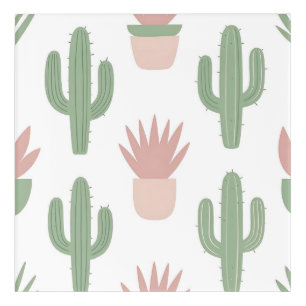 Pastel Cactus Succulent Pattern Acrylic Print