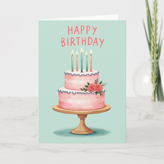Pastel Cake Birthday Card (Front)