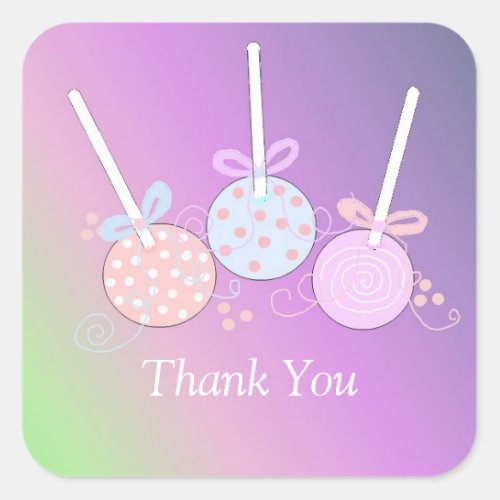 Pastel Cake Pop Thank You Square Sticker