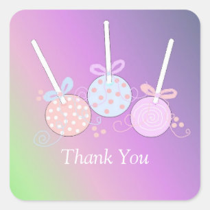 Pastel Cake Pop Thank You Square Sticker