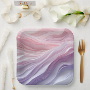 Pastel Calming Wave Pattern Paper Plates