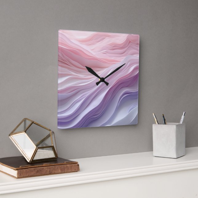 Pastel Calming Wave Pattern Square Wall Clock (Office)