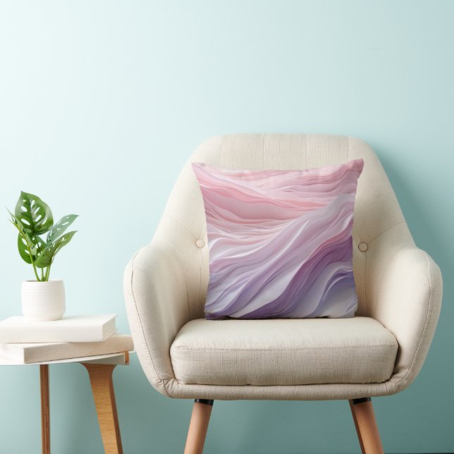 Pastel Calming Wave Pattern Throw Pillow (Chair)