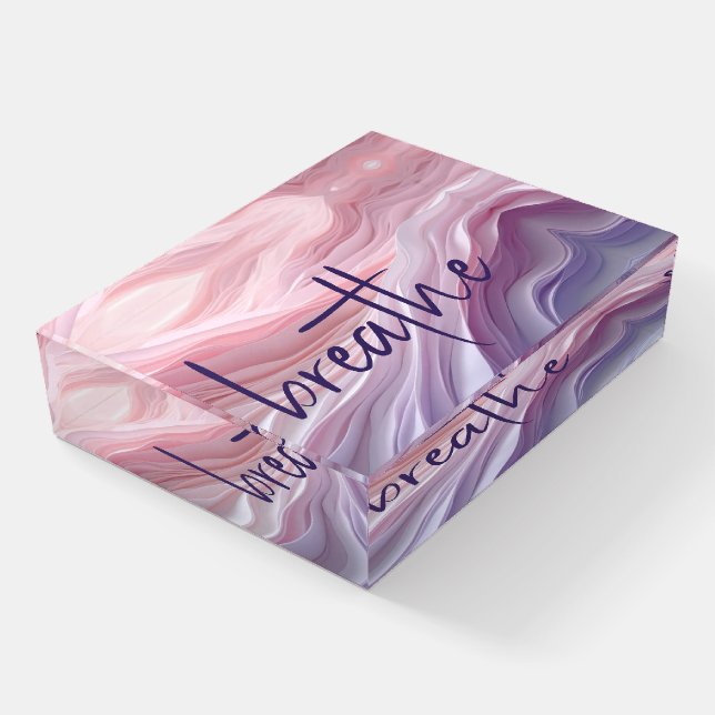 Pastel Calming Wave Pattern With Text Paperweight (Angled)