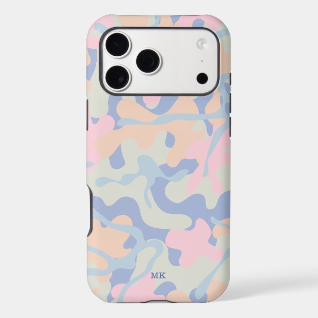 Pastel Camo Pattern Monogrammed Iphone Case (Back)