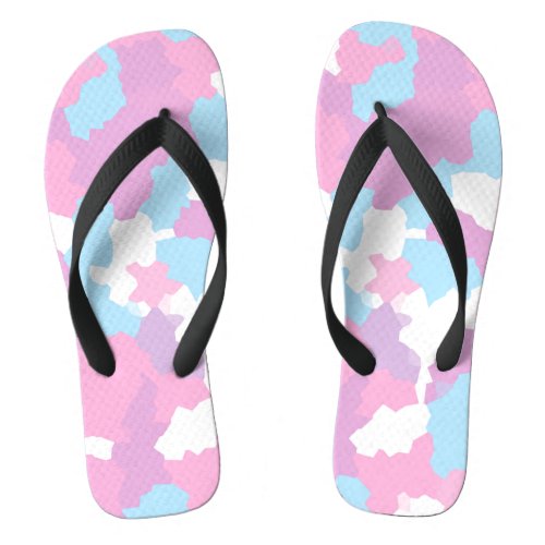 Pastel Camouflage Abstract Art Pattern  Flip Flops