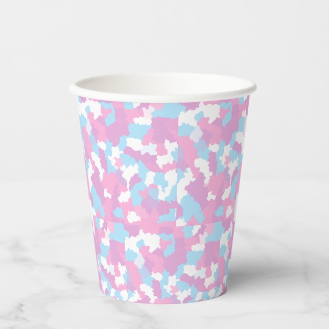 Pastel Camouflage Abstract Art Pattern  Paper Cups (Front)