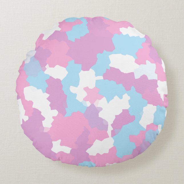 Pastel Camouflage Abstract Art Pattern  Round Pillow (Front)