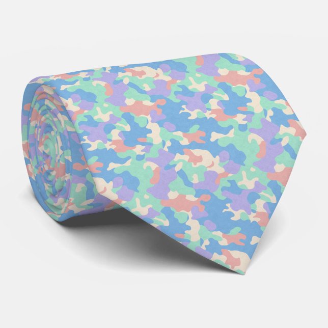 Pastel Camouflage Pattern Neck Tie (Rolled)