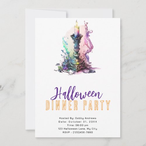 Pastel Candle Smoke Halloween Dinner Party Invitation