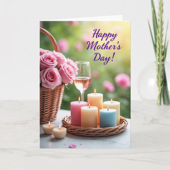 Pastel Candles Mothers Day Card (Front)
