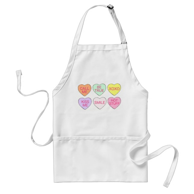 Pastel Candy Conversation Hearts Valentine's Day Adult Apron (Front)