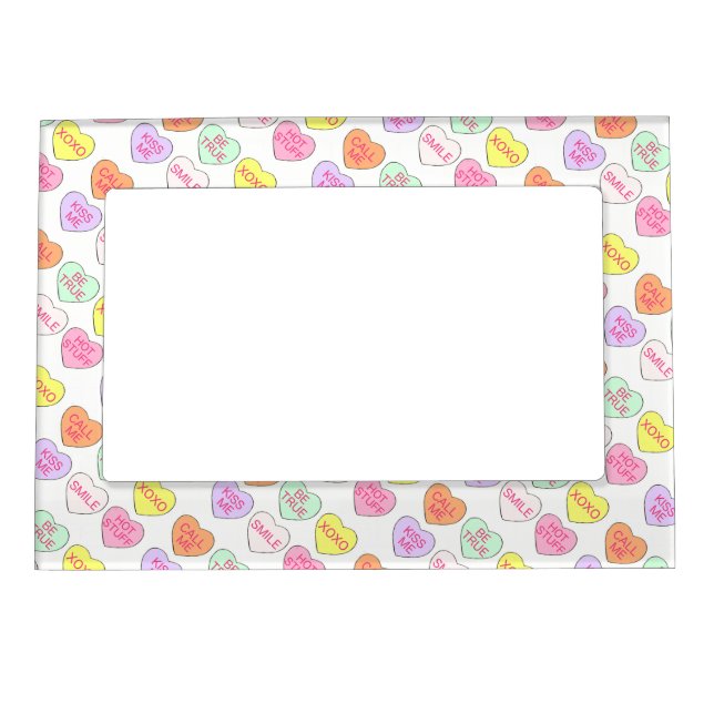 Pastel Candy Conversation Hearts Valentine's Day Magnetic Photo Frame (Front)