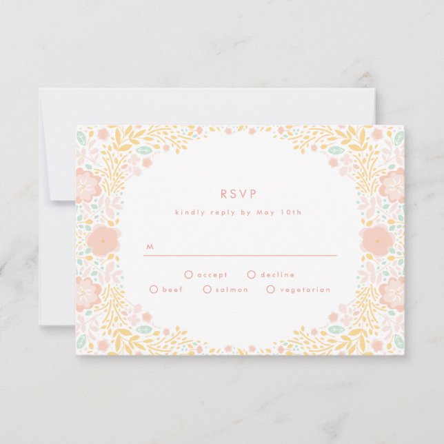 Pastel Candy Floral Wedding RSVP Card (Front)