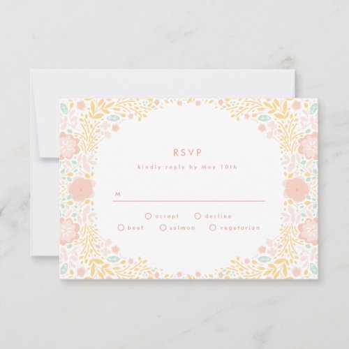 Pastel Candy Floral Wedding RSVP Card