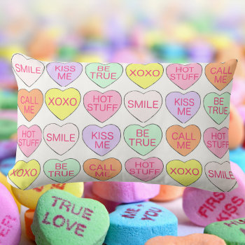 Pastel Candy Hearts Love Valentine's Day Decor Lumbar Pillow by rebeccaheartsny at Zazzle