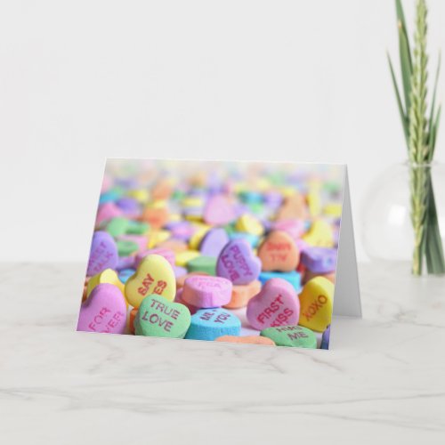 Pastel Candy Hearts Messages Funny Humor Valentine Holiday Card