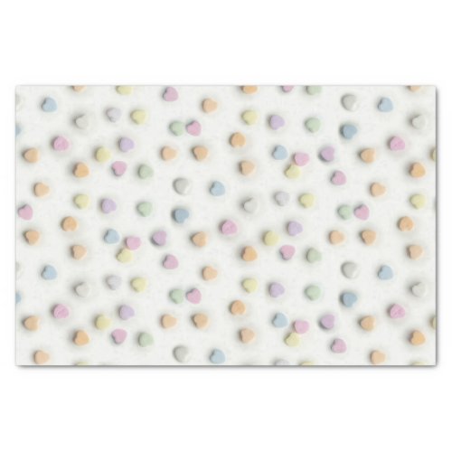 Pastel Candy Hearts on White Pattern Tissue Paper