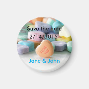 pastel candy hearts wedding save the date magnet